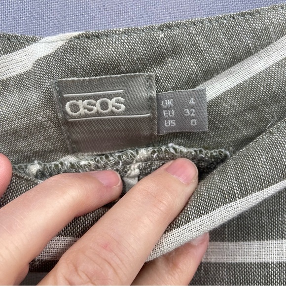 asos Linen Blend Striped Midi Skirt with Oversized Pockets Size 0 - Picture 9 of 11